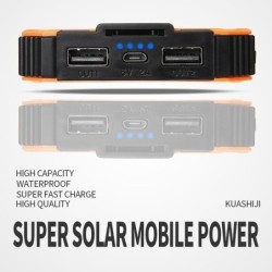 Bancos de energíaBanco de energía solar - cargador de batería - doble USB - resistente al agua - 20000mAh