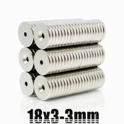 N35N35 - imán de neodimio - disco redondo resistente - 18 mm * 3 mm - con orificio de 3 mm