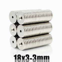 N35 - neodymium magnet - strong round disc - 18mm * 3mm - with 3mm holeN35