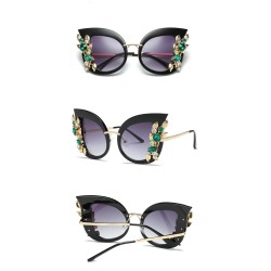 Gafas de solGafas de sol de ojo de gato de moda - hojas decorativas / cristales