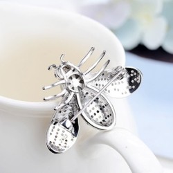 Bee shaped silver brooch - with a pearlBrooches