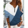 Classic loose jumper - contrast colors - V neck with zipperHoodies & Jumpers