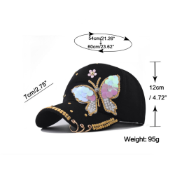 Sombreros & gorrasGorra de béisbol de moda - cristales - perlas - lentejuelas - mariposa