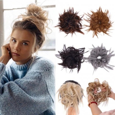 Fake hair bun - elastic scrunchie with synthetic hair - wigWigs
