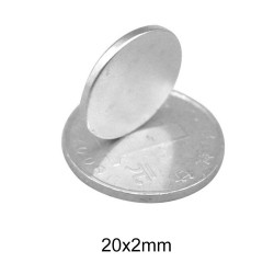 N35N35 - imán de neodimio - disco redondo resistente - 20 mm * 2 mm - 10 piezas