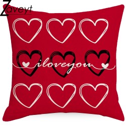 Red / white cushion cover - Valentine's Day motives - 45cm * 45cmCushion covers