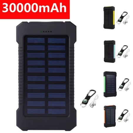 Bancos de energíaBanco de energía solar - doble USB - resistente al agua - con llavero brújula - LED - 30000mAh