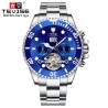 RelojesTEVISE - elegante reloj automático - acero inoxidable - resistente al agua - plateado / azul