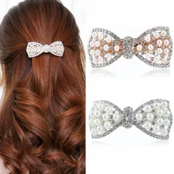 Pinzas de cabelloLazo de cristal con perlas - pinza para el pelo