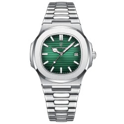 RelojesPOEDAGAR - elegante reloj de cuarzo - resistente al agua - acero inoxidable - verde