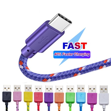 Nylon braided cable - data / sync / fast charging - USB Type CCables