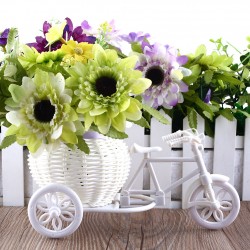 Plastic white bicycle - decorative flower basket - containerGarden