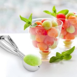 CubiertosCuchara de acero inoxidable - mango de resorte - para helado / puré de patata - 3 piezas