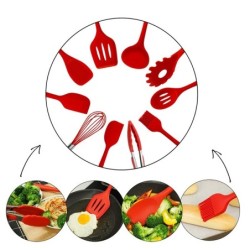 Silicone kitchen utensils - non-stick - 10 piecesCutlery