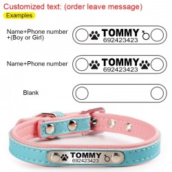 Collares & correasCollar para perros / gatos - Placa de identificación - personalizado - grabado - cuero