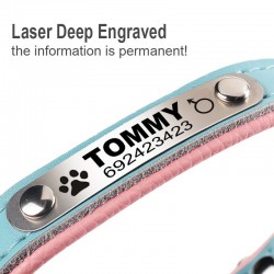 Collares & correasCollar para perros / gatos - Placa de identificación - personalizado - grabado - cuero