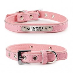 Collares & correasCollar para perros / gatos - Placa de identificación - personalizado - grabado - cuero