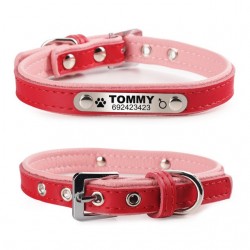 Collares & correasCollar para perros / gatos - Placa de identificación - personalizado - grabado - cuero