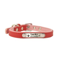 Collares & correasCollar para perros / gatos - Placa de identificación - personalizado - grabado - cuero