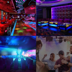 Iluminación de escenarios y eventosLuz de escenario LED RGB giratoria - bombilla - activada por sonido - E27