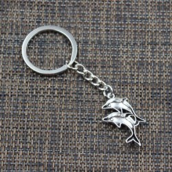 Silver keychain - with double dolphinsKeyrings