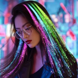 Glowing hair - hairpin with colorful luminous LED stringsWigs