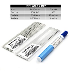 SolarCable de lengüeta de 20 metros - Cable de bus de cinta PV de 2 metros - Pluma de flujo de colofonia de soldadura 951