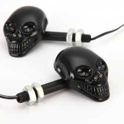 Luces de giroLuces intermitentes para motocicleta - calavera negra - LED - luz ámbar - 12V - 2 piezas