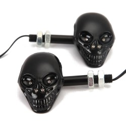Luces de giroLuces intermitentes para motocicleta - calavera negra - LED - luz ámbar - 12V - 2 piezas