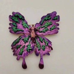 BrochesMariposa colorida / Dios de la guerra - broche vintage chapado en oro