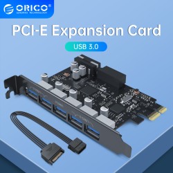 HubORICO - USB 3.0 - Tarjeta de expansión PCI-E - HUB 5 puertos - adaptador