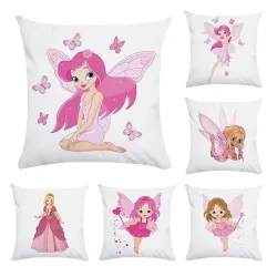 Fundas de cojinesPequeña hada rosa - funda de cojín - algodón - 45 * 45cm