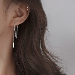 AretesPendientes largos de plata - con cadena