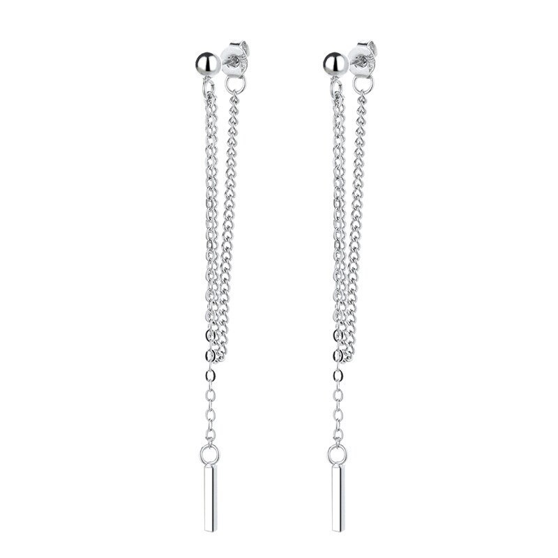 AretesPendientes largos de plata - con cadena