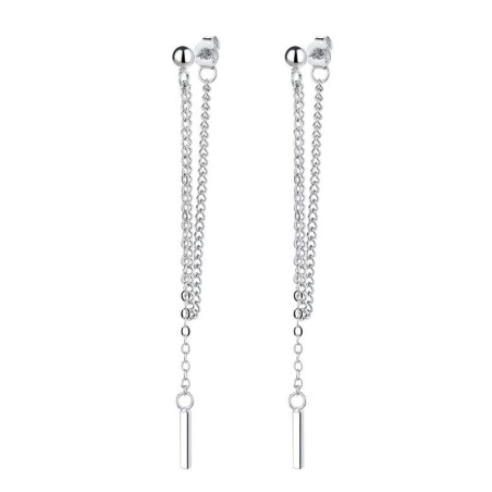 AretesPendientes largos de plata - con cadena