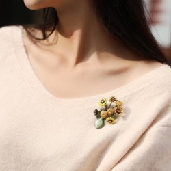 BrochesJarrón con girasoles - broche retro