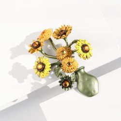 BrochesJarrón con girasoles - broche retro