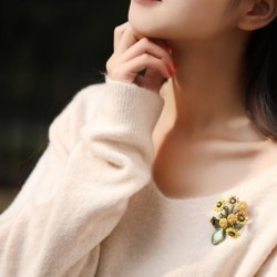 BrochesJarrón con girasoles - broche retro