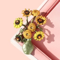 BrochesJarrón con girasoles - broche retro