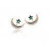 Blue crystal moon / star - stud earringsEarrings