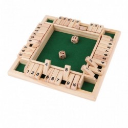De maderaCierra la caja - juego de mesa de dados - 4 caras - 10 números - juguete de madera - 4 jugadores