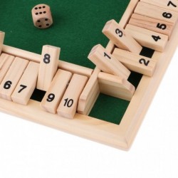 De maderaCierra la caja - juego de mesa de dados - 4 caras - 10 números - juguete de madera - 4 jugadores