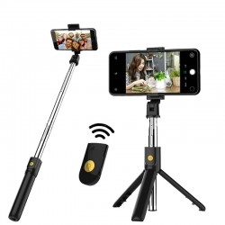 Palos selfiesPalo selfie 3 en 1 - inalámbrico - Bluetooth - monopié de mano plegable - trípode - con mando a distancia