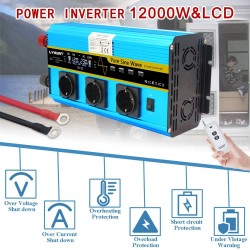 InversoresDC 12V a AC 220V 230V - 12000W - inversor de energía solar sinusoidal - pantalla de voltaje LCD - control remoto in...