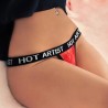 LenceríaTanga de encaje sexy - con goma gruesa - inscripción "Hot Artist"