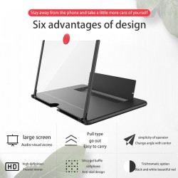 Accesorios12 pulgadas / 14 pulgadas - Lupa de pantalla de teléfono 3D - Amplificador HD - con soporte plegable
