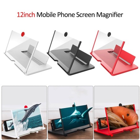 Accesorios12 pulgadas / 14 pulgadas - Lupa de pantalla de teléfono 3D - Amplificador HD - con soporte plegable