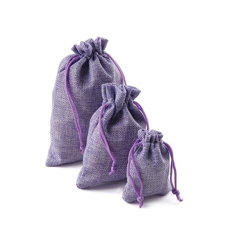 NavidadBolsas de regalo navideñas de lino - con cordón - 10 piezas