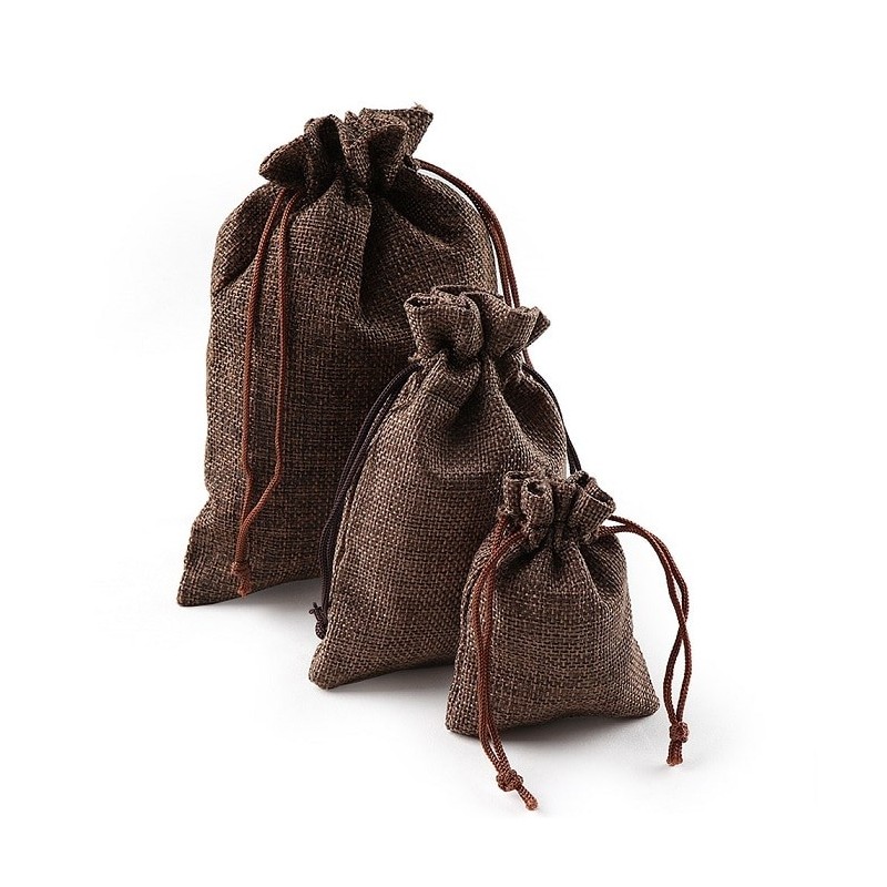 NavidadBolsas de regalo navideñas de lino - con cordón - 10 piezas