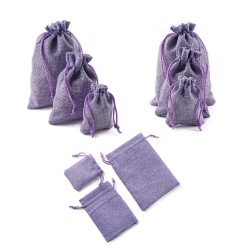NavidadBolsas de regalo navideñas de lino - con cordón - 10 piezas